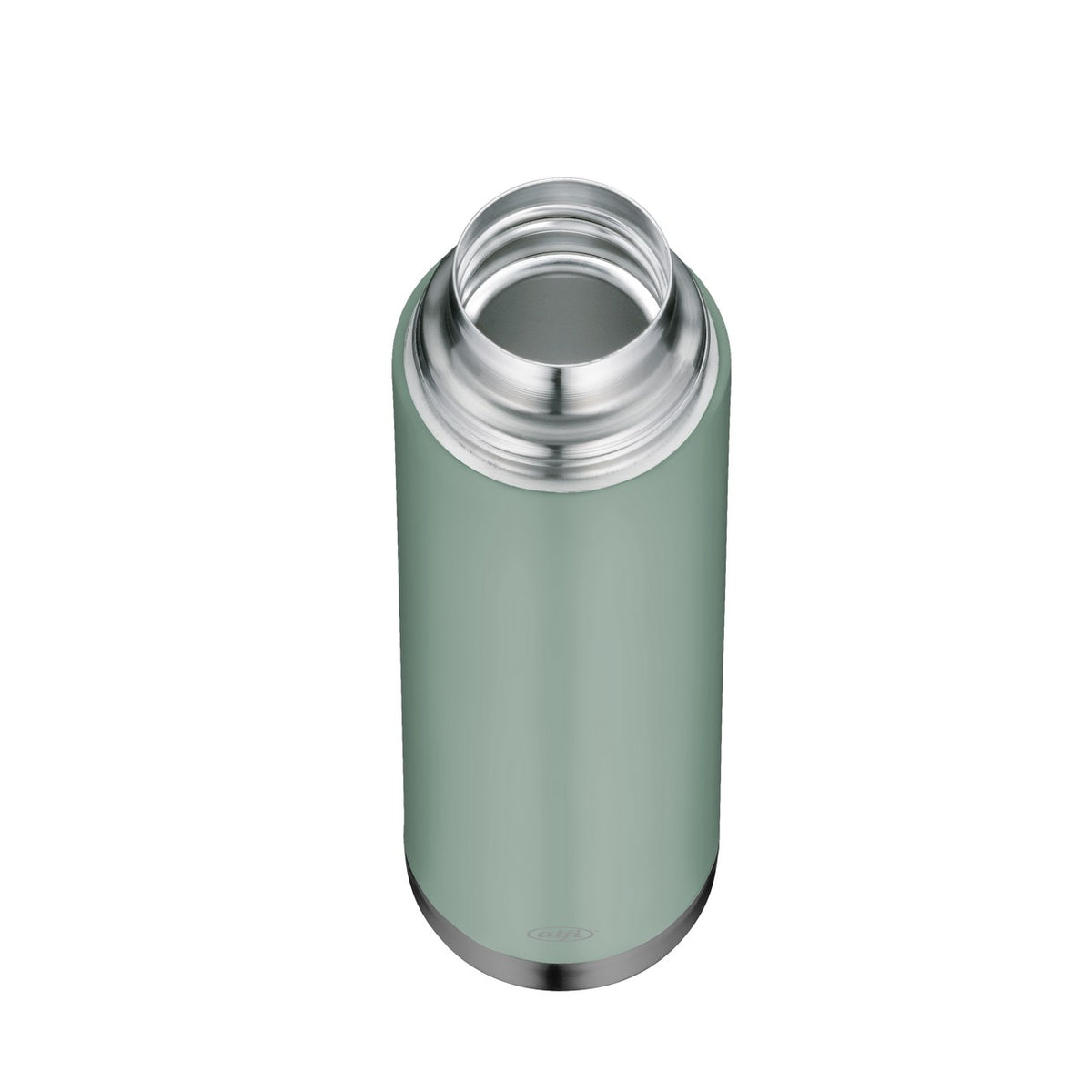 Das Bild zeigt eine silberne Sprühdose mit einem glänzenden, metallischen Finish. Der Deckel oben besteht aus Kunststoff und hat eine kleine Düse in der Mitte. Die Dose steht aufrecht und hat ein modernes Design.