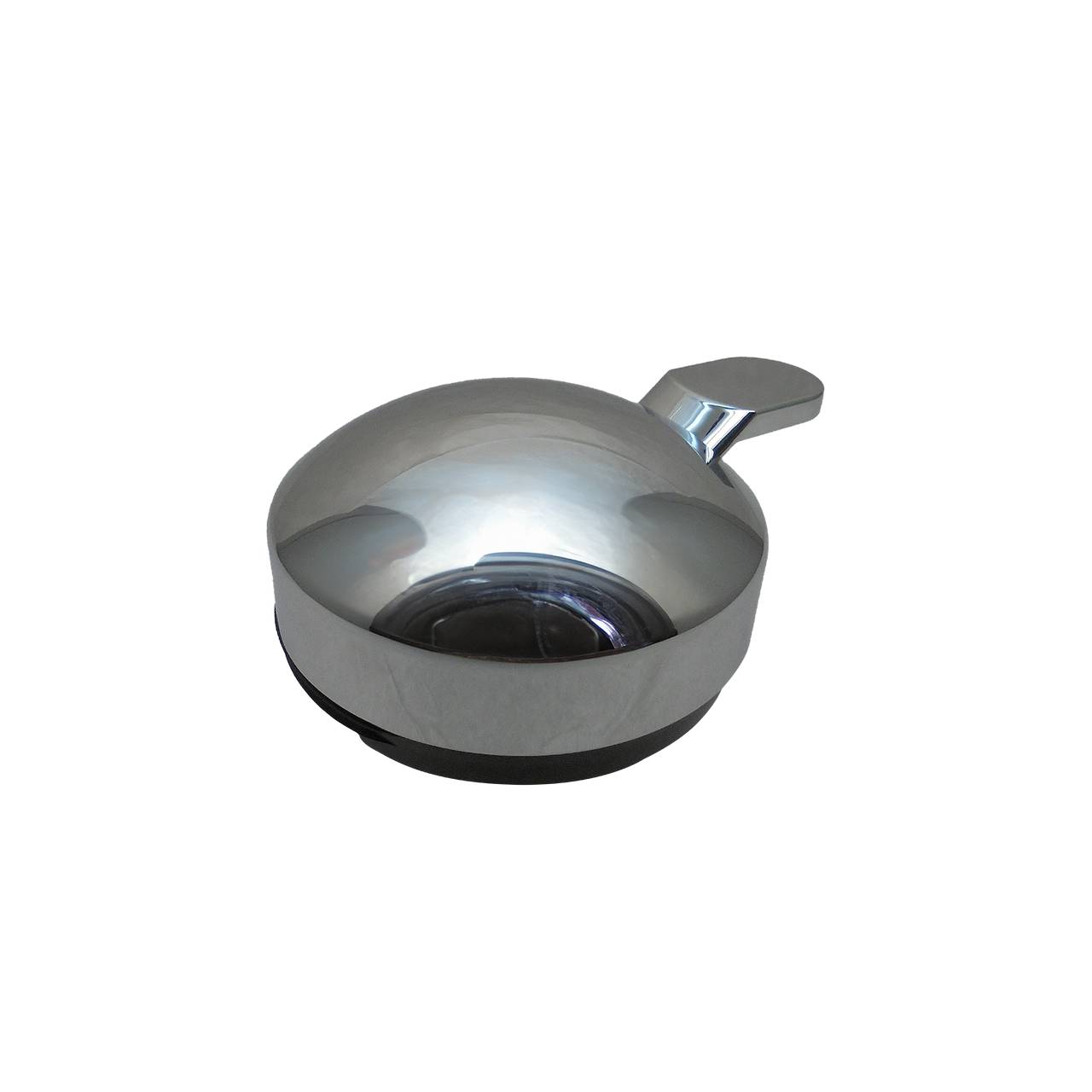 Auf dem Bild ist eine runde Metallpfanne mit Deckel zu sehen. Sie hat einen kurzen Griff und eine glänzende Oberfläche. Die Pfanne wirkt robust und ist ideal zum Kochen geeignet.
